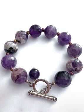 Barse amethyst faceted amethyst sterling silver toggle bracelet